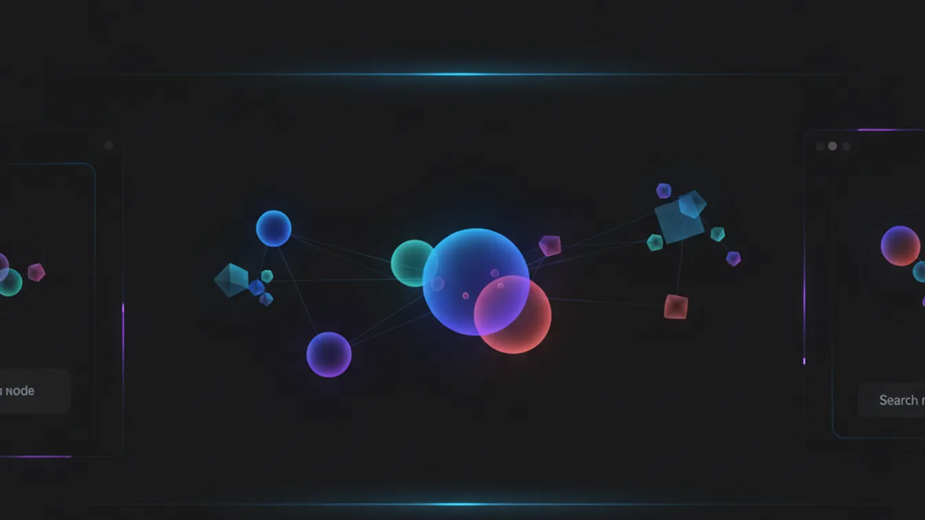 Abstract visualization of vector embeddings and semantic search results in a SaaS dashboard