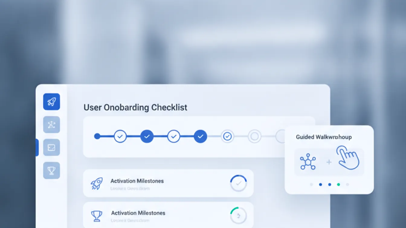 A streamlined SaaS onboarding flow guiding a new user from signup to activation