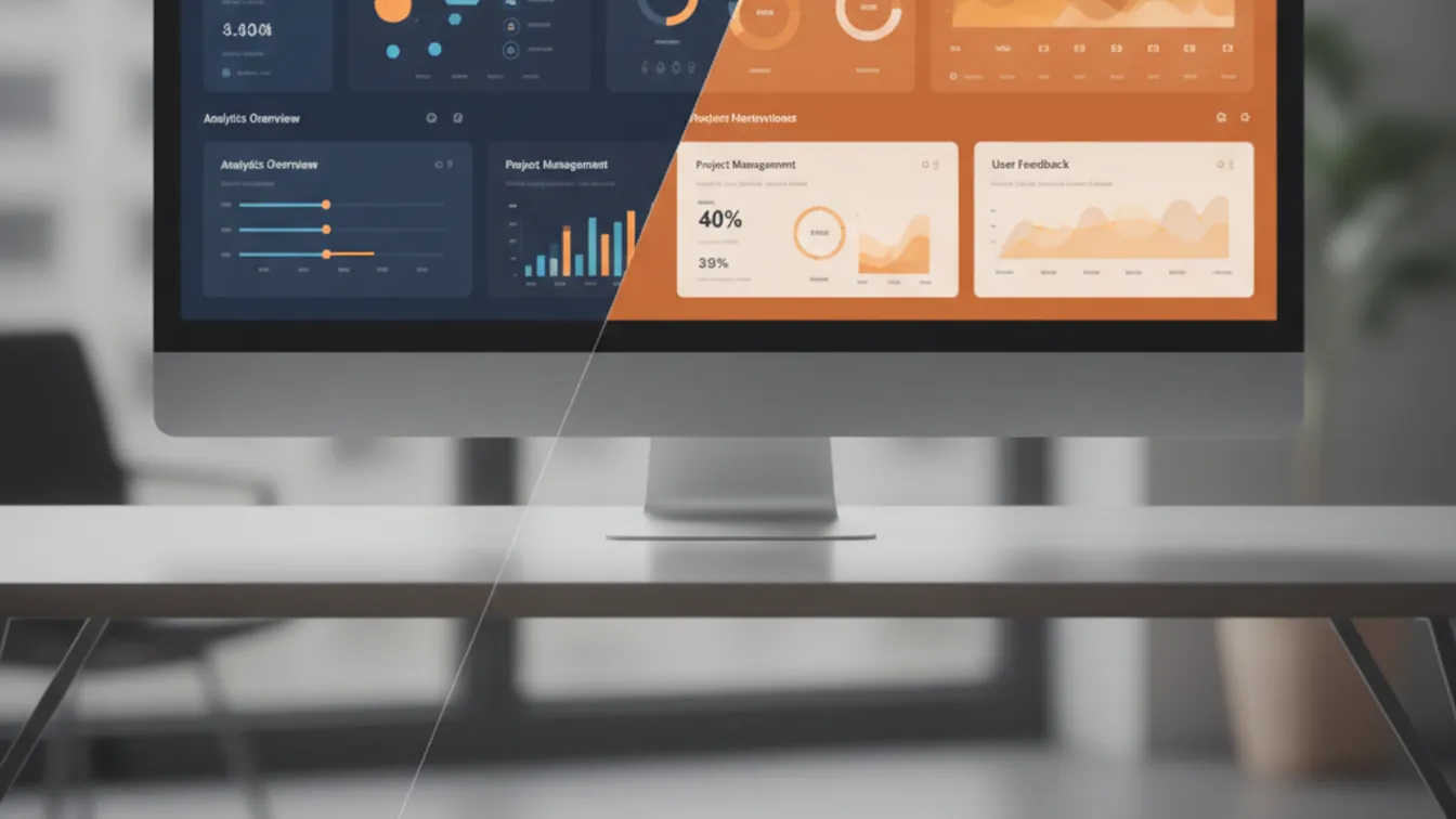 A modular SaaS dashboard interface showing multiple brand themes being applied to the same underlying platform